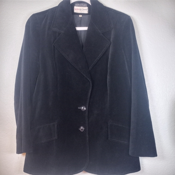 Roth Le Cover Vintage Whimsigoth Black Velvet Blazer Front Slanted Pockets L - Picture 2 of 10
